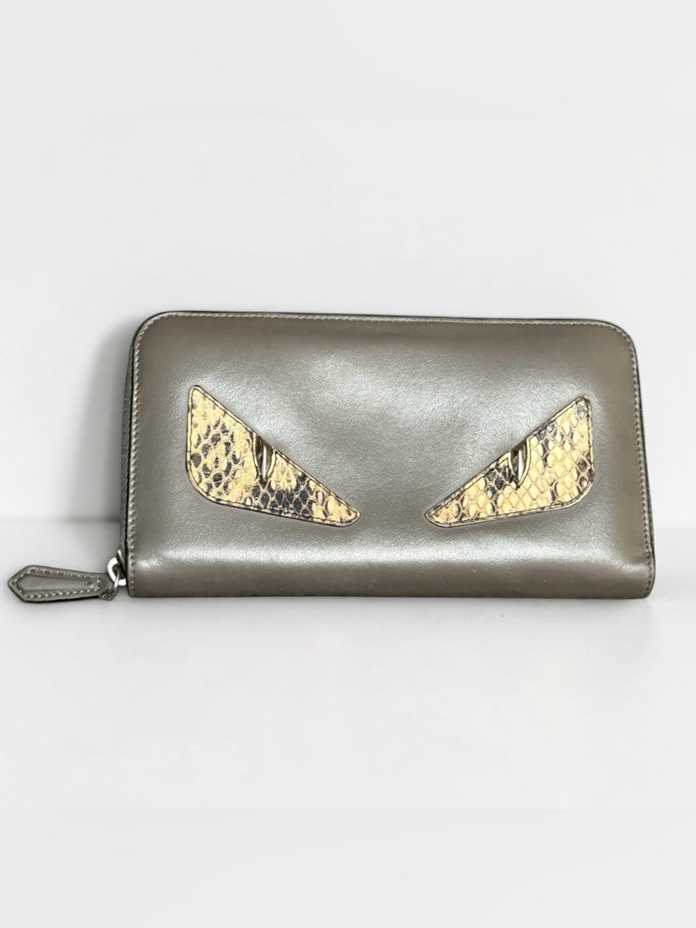 Fendi Bags Bugs / Monster Eyes zip around Continental Wallet w Exotic Snake Skin